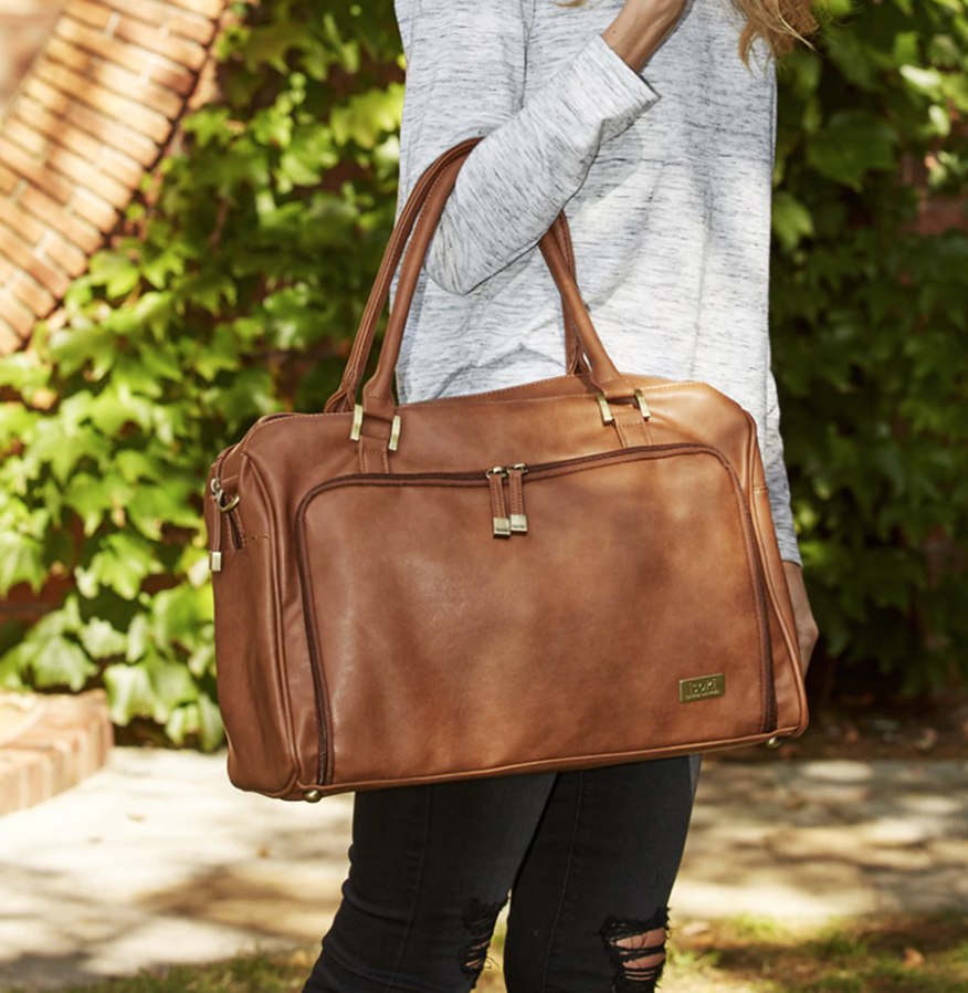 ISOKI DOUBLE ZIP SATCHEL  REDWOOD CHESTNUT