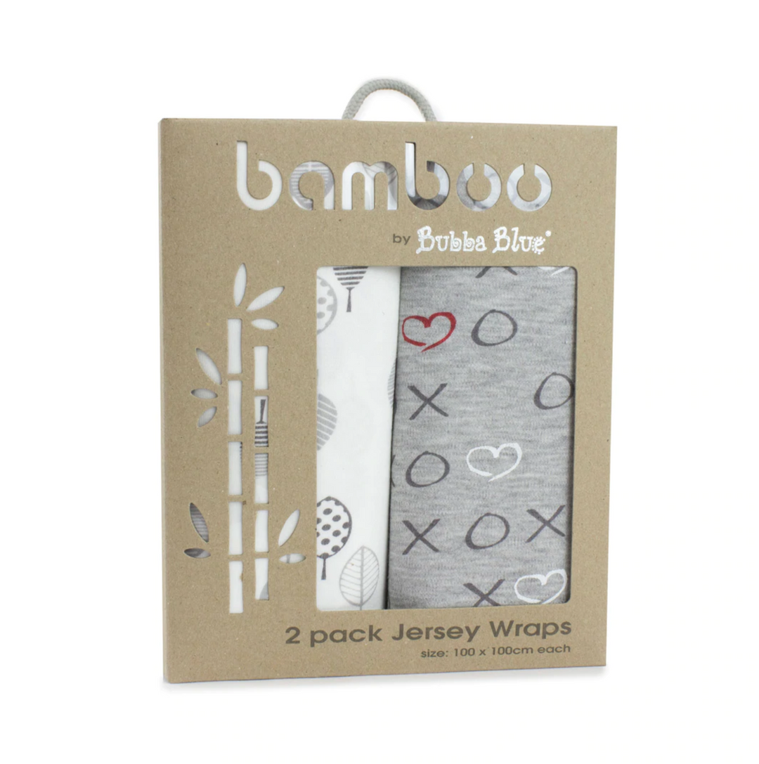 Bamboo 2pk Stretch Jersey Swaddle Wraps-Silver Mist