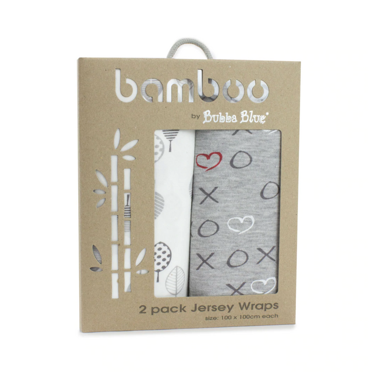 Bamboo 2pk Stretch Jersey Swaddle Wraps-Silver Mist