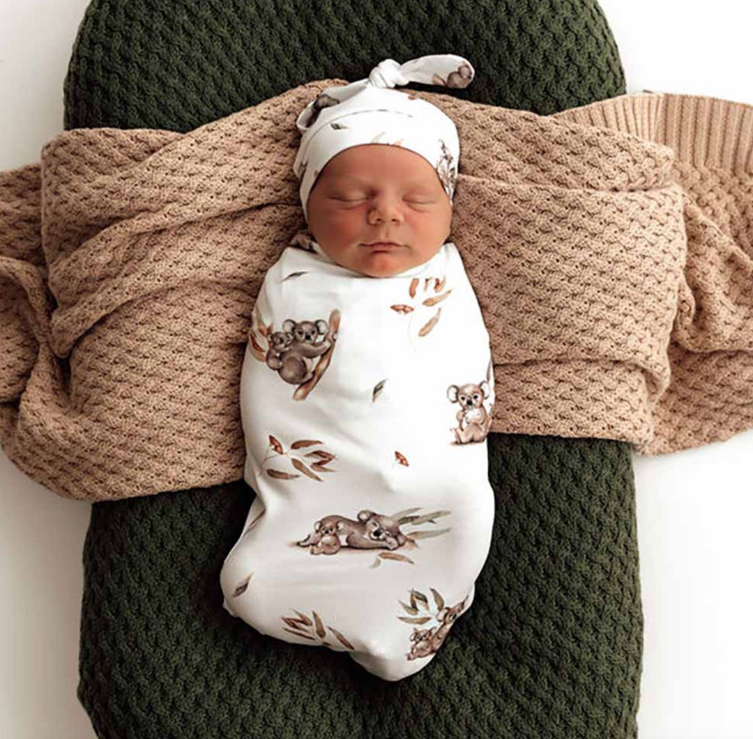 Organic Snuggle Swaddle & Beanie Set-Koala