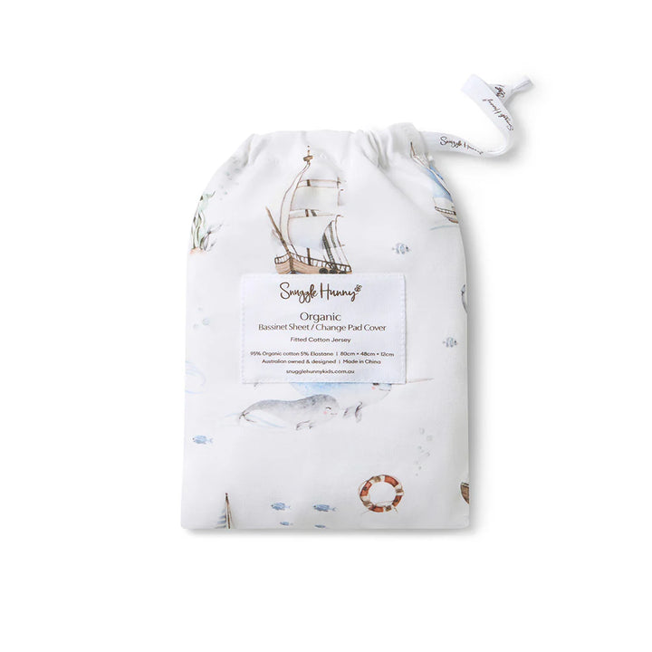 Organic Bassinet Sheet / Change Pad Cover -  Set Sail