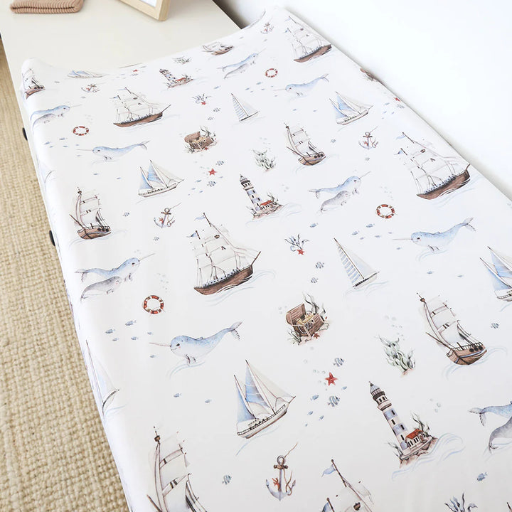 Organic Bassinet Sheet / Change Pad Cover -  Set Sail
