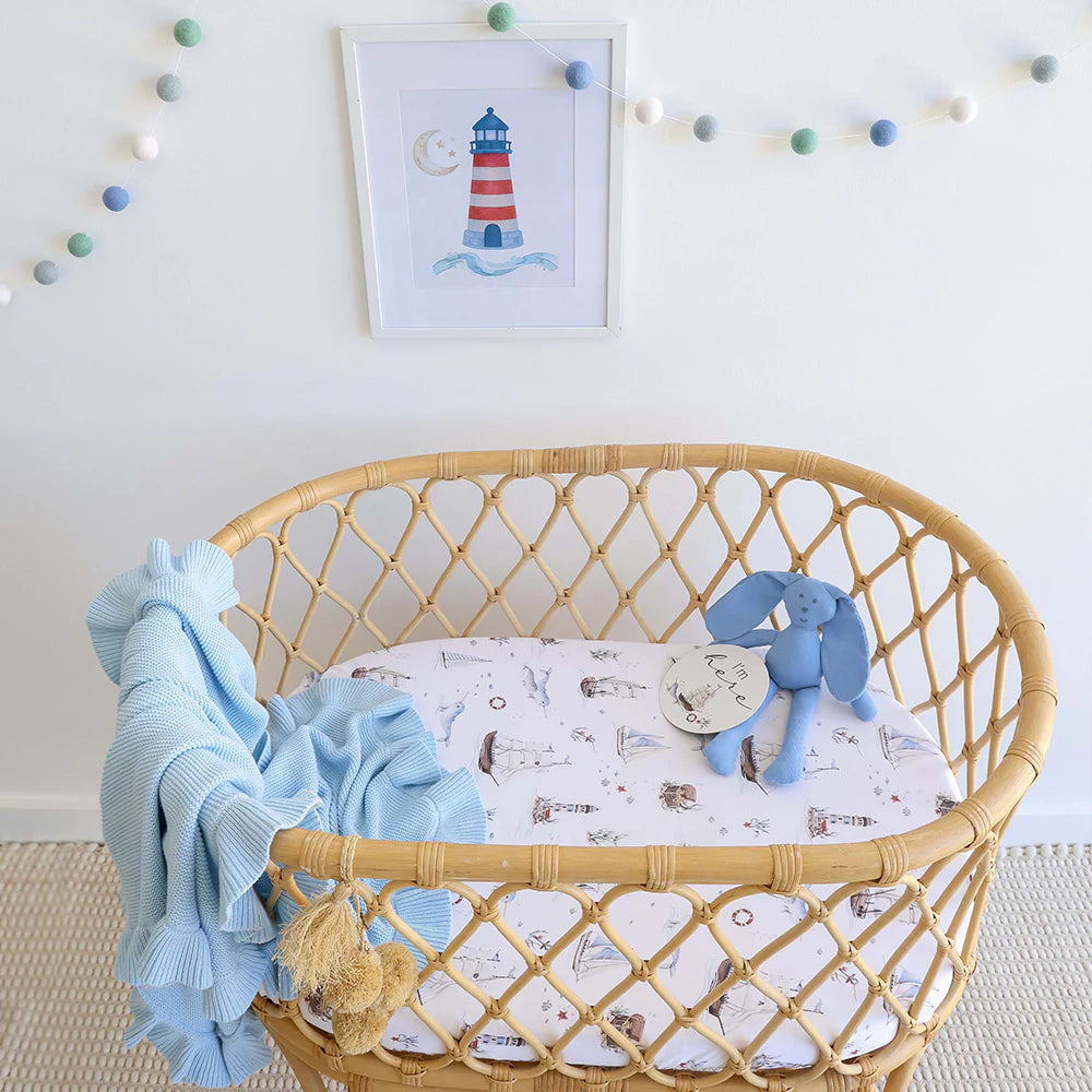 Organic Bassinet Sheet / Change Pad Cover -  Set Sail