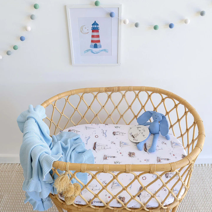 Organic Bassinet Sheet / Change Pad Cover -  Set Sail