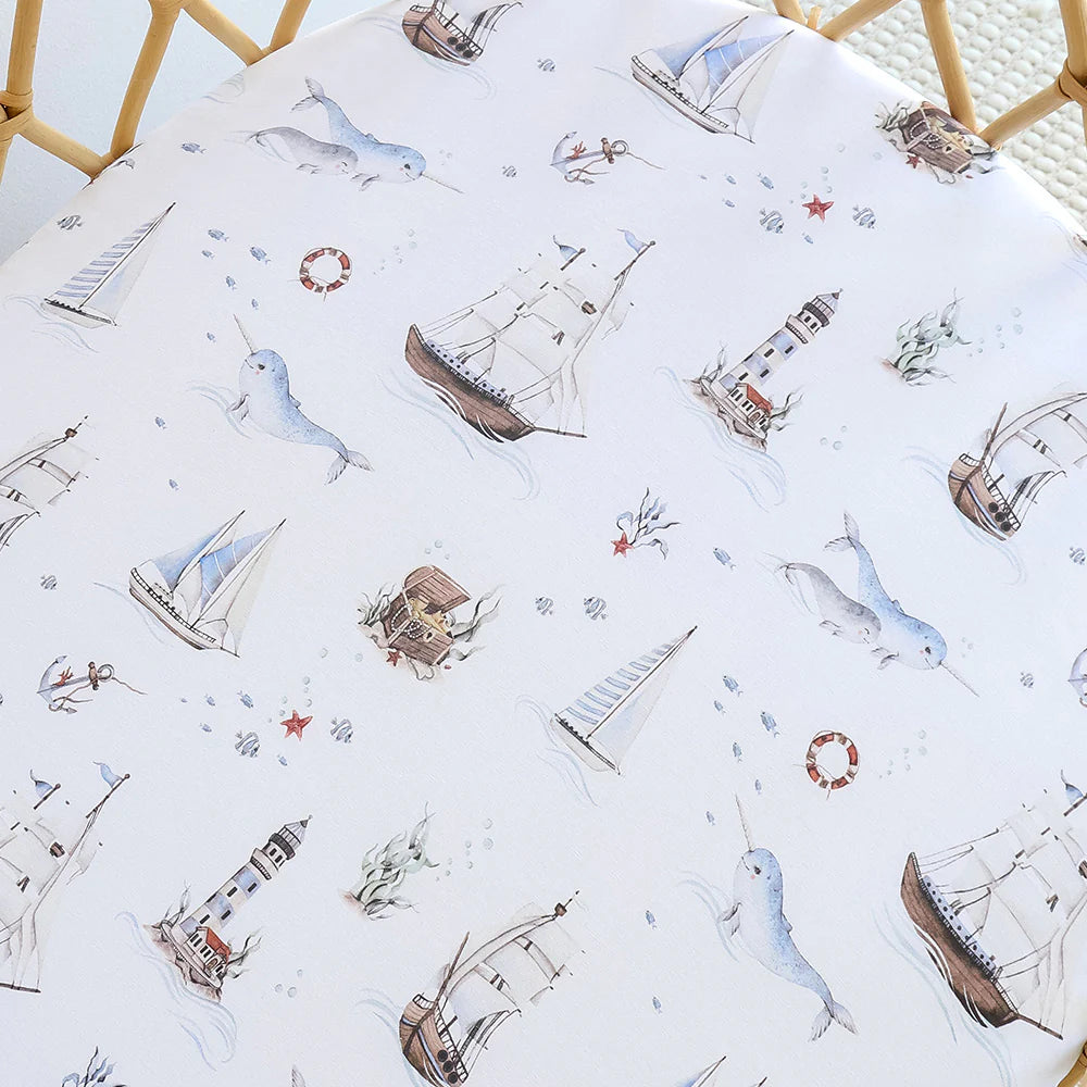 Organic Bassinet Sheet / Change Pad Cover -  Set Sail