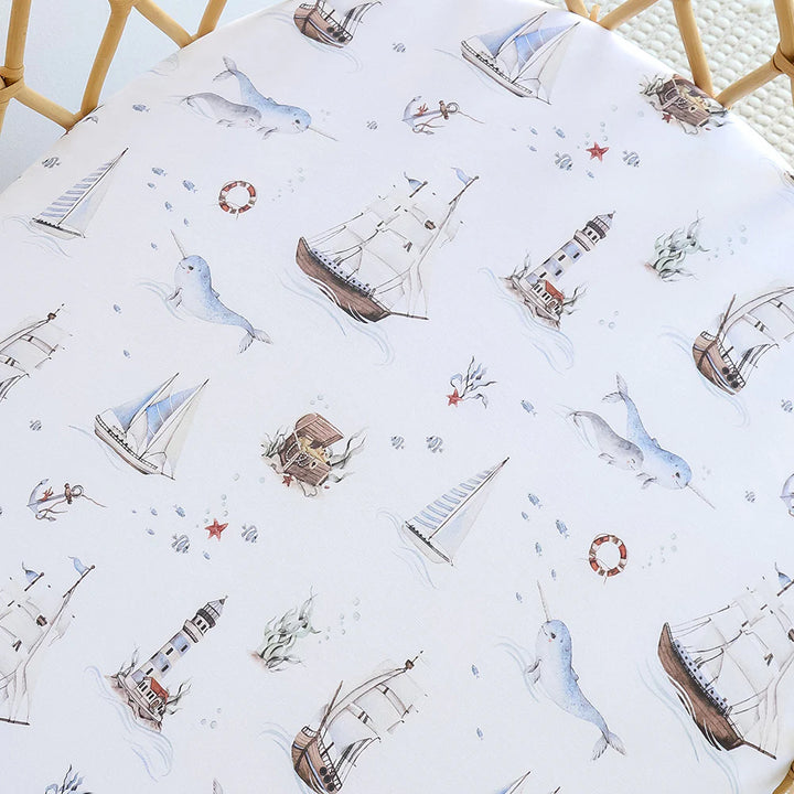 Organic Bassinet Sheet / Change Pad Cover -  Set Sail