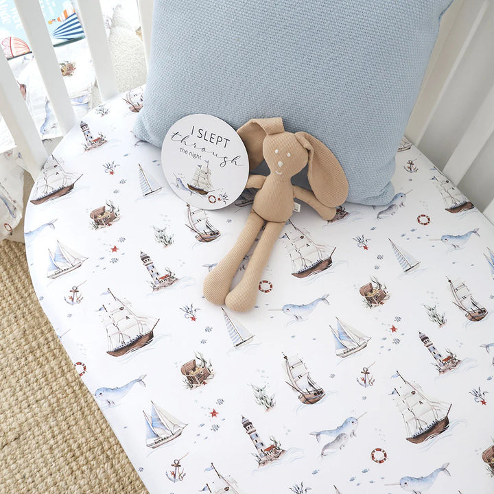 Snuggle Hunny Organic Fitted Cot Sheet - Set Sail