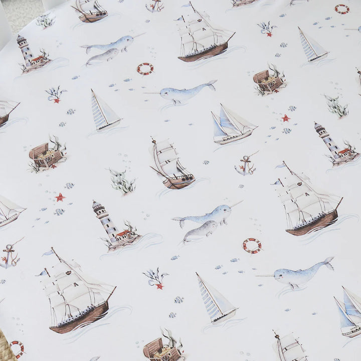 Snuggle Hunny Organic Fitted Cot Sheet - Set Sail