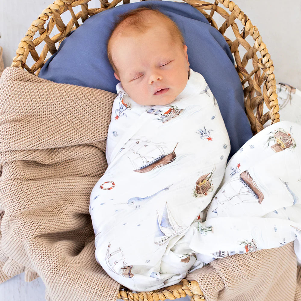 Organic Muslin Wrap - Set Sail