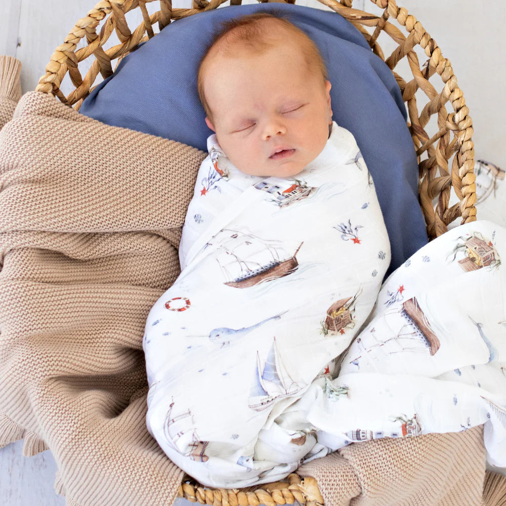 Organic Muslin Wrap - Set Sail