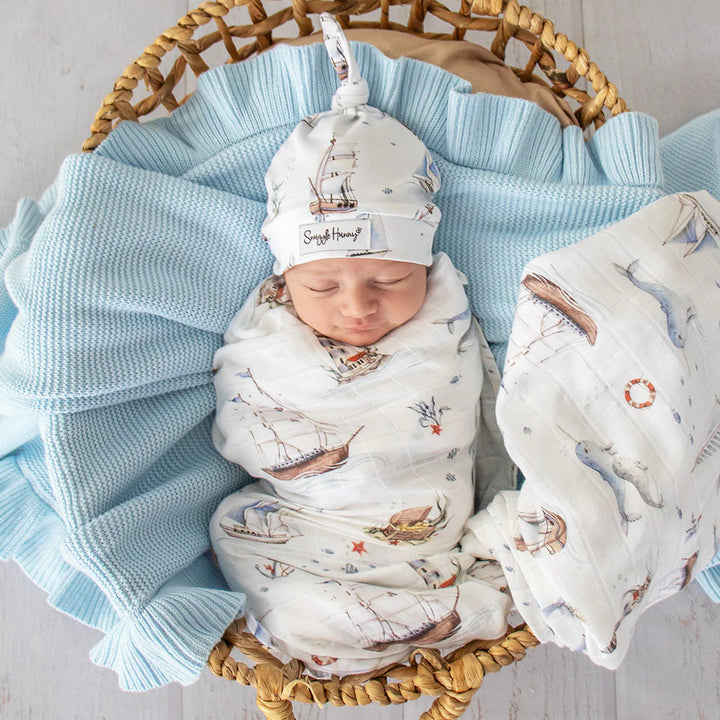 Organic Muslin Wrap - Set Sail