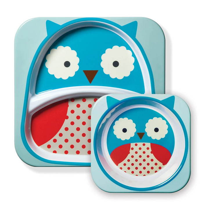 Skip Hop Zoo Melamine Plate & Bowl Set-Owl