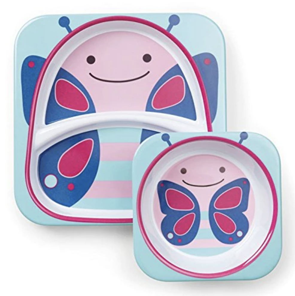 Skip Hop Zoo Melamine Plate & Bowl Set-Butterfly