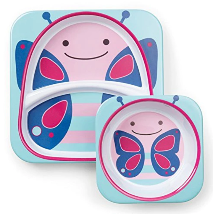 Skip Hop Zoo Melamine Plate & Bowl Set-Butterfly
