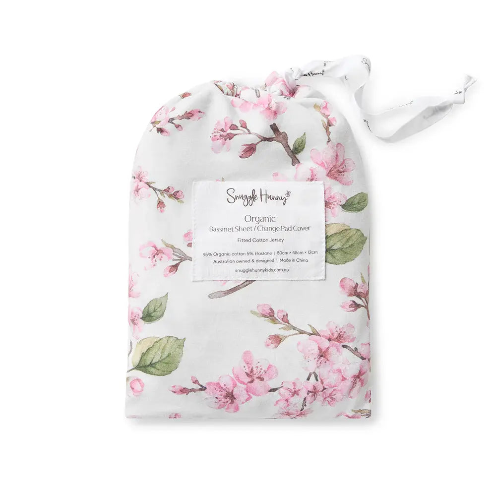 Bassinet Sheet / Change Pad Cover Cherry Blossom