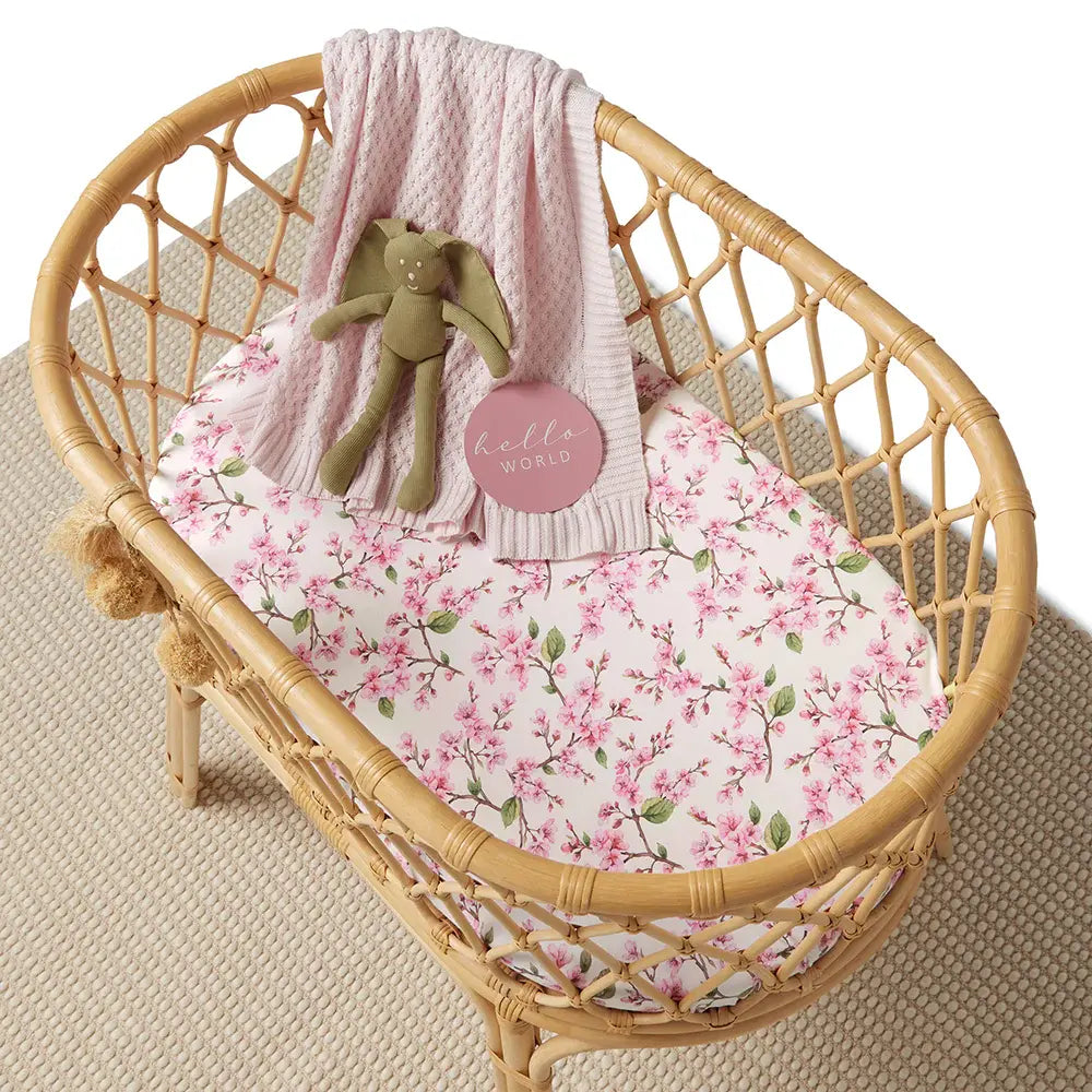 Bassinet Sheet / Change Pad Cover Cherry Blossom