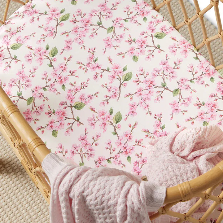 Bassinet Sheet / Change Pad Cover Cherry Blossom