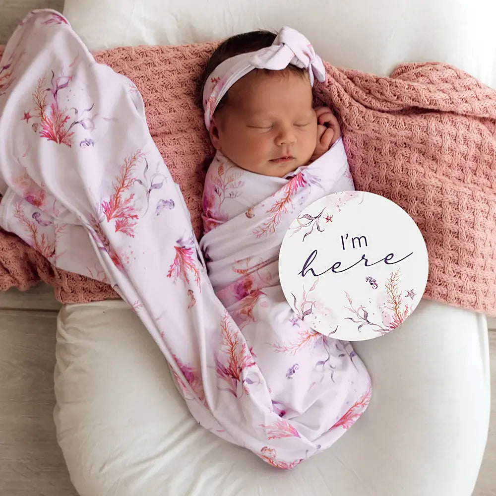 Baby Jersey Wrap & Topknot Set Coral
