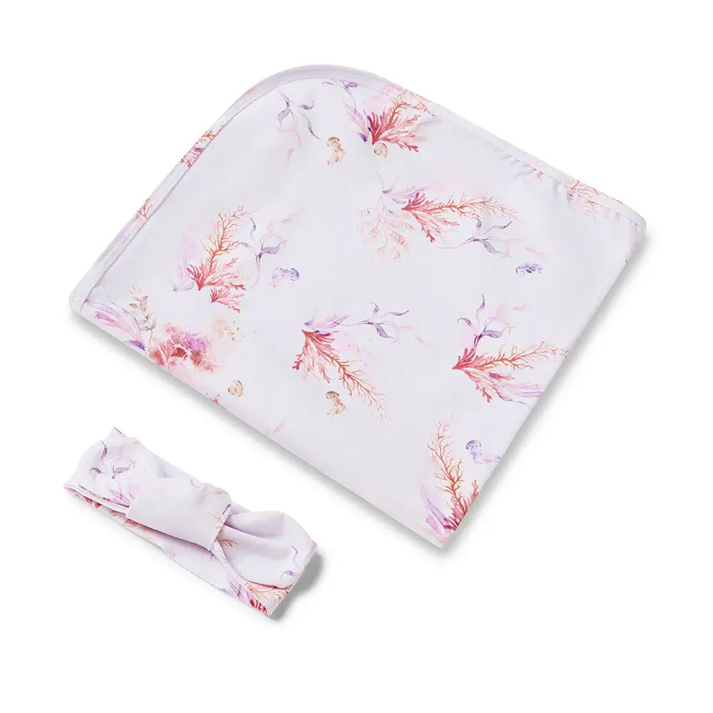 Baby Jersey Wrap & Topknot Set Coral