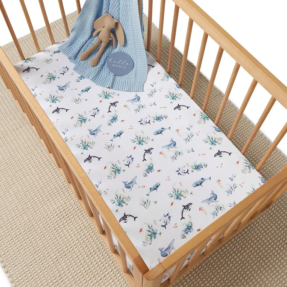 Organic Fitted Cot Sheet - Ocean