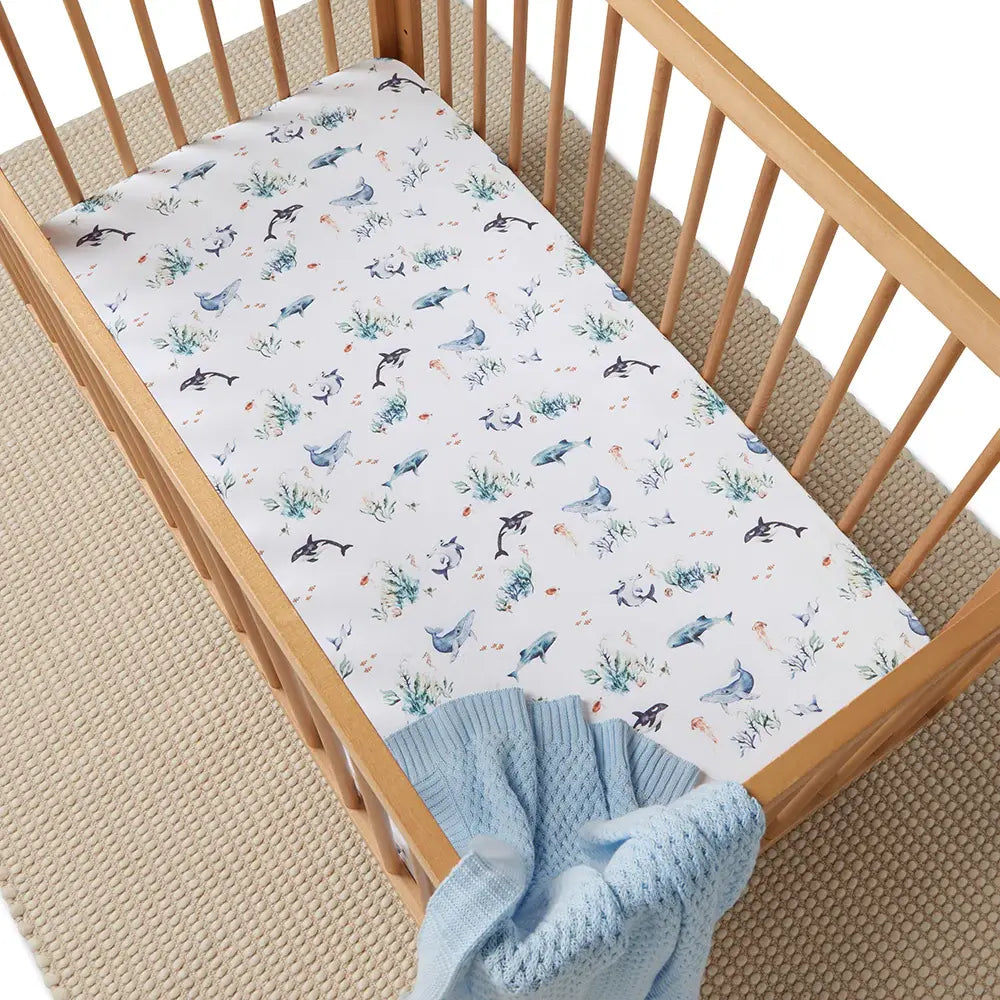 Organic Fitted Cot Sheet - Ocean
