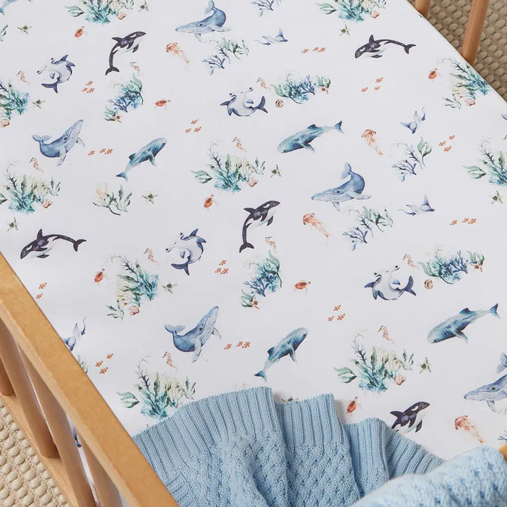 Organic Fitted Cot Sheet - Ocean