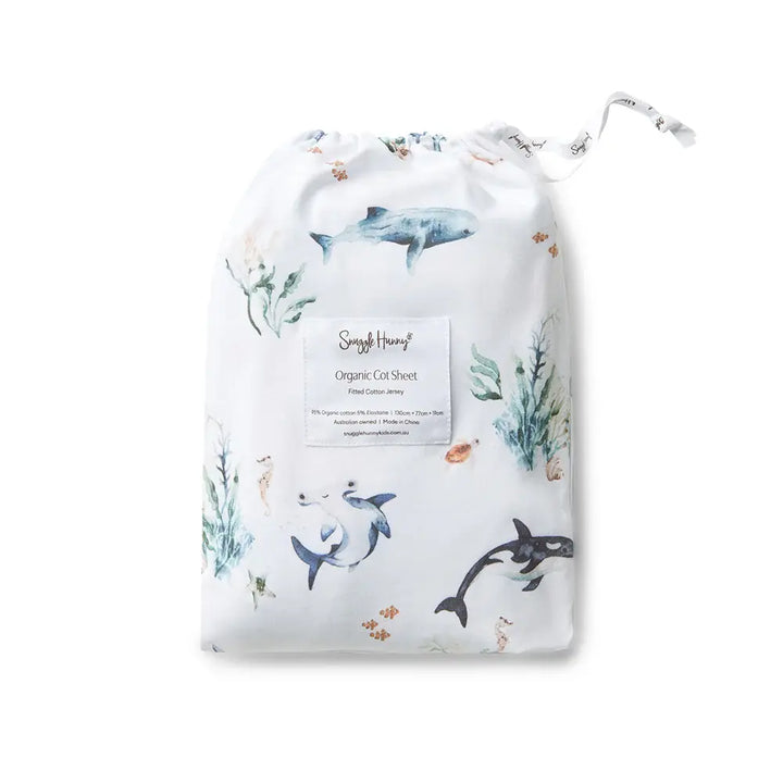 Organic Fitted Cot Sheet - Ocean
