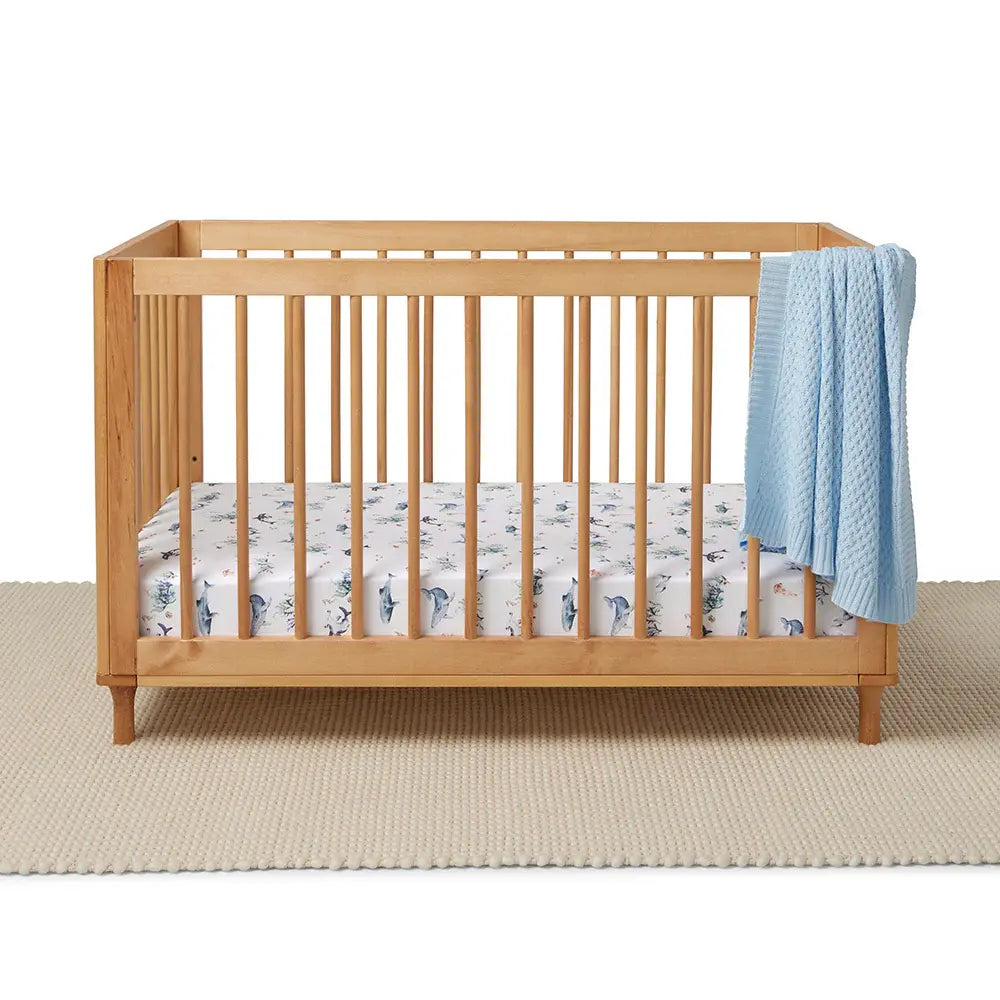 Organic Fitted Cot Sheet - Ocean