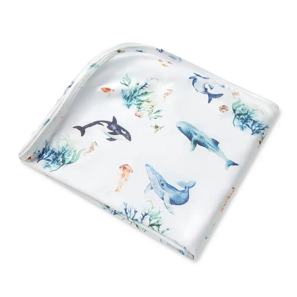 Baby Jersey Wrap & Beanie Set - Ocean