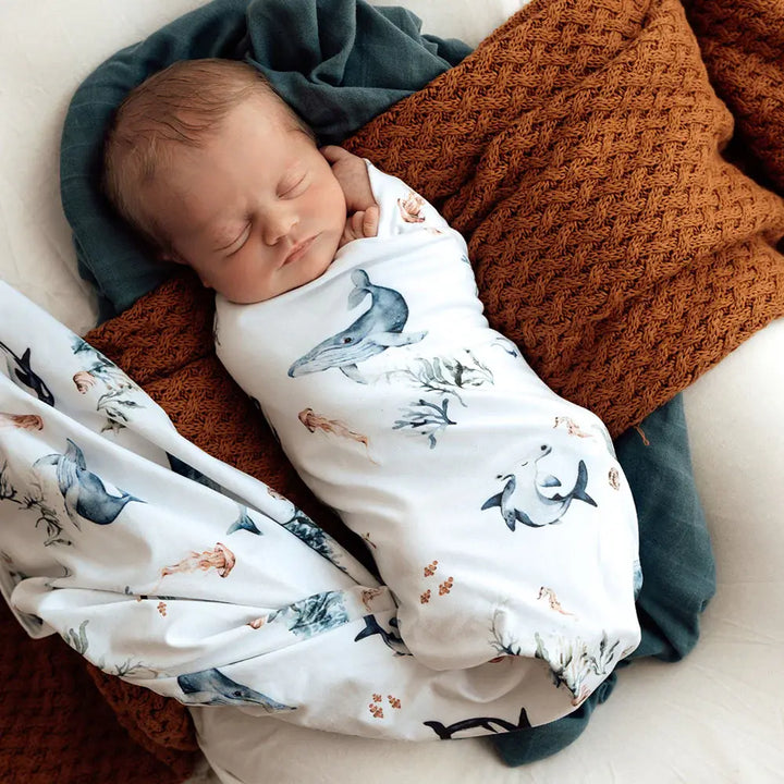 Baby Jersey Wrap & Beanie Set - Ocean