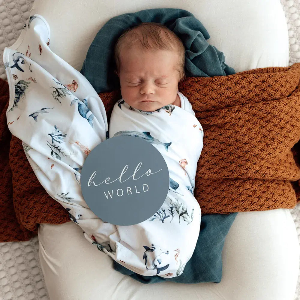 Baby Jersey Wrap & Beanie Set - Ocean
