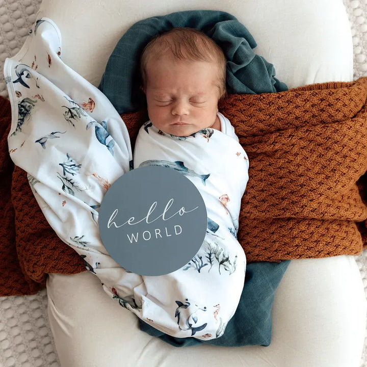 Baby Jersey Wrap & Beanie Set - Ocean