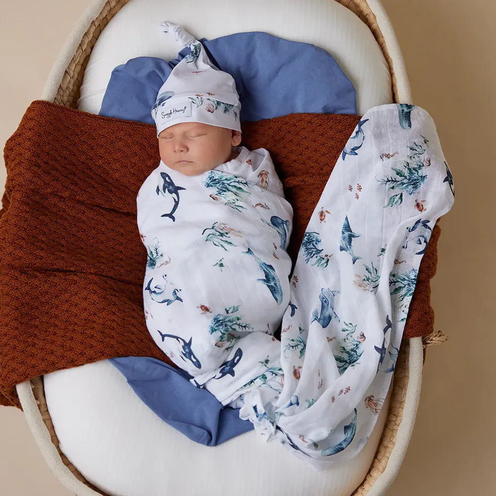 Organic Muslin Wrap Ocean