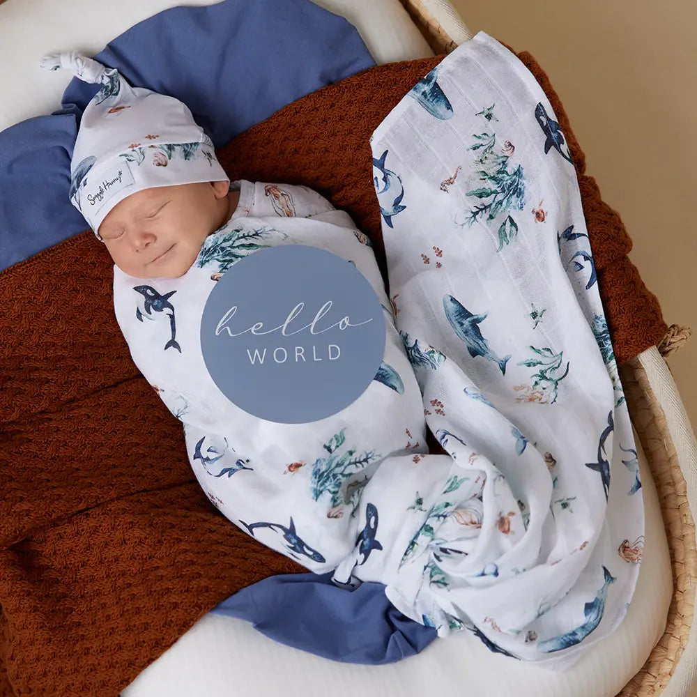 Organic Muslin Wrap Ocean