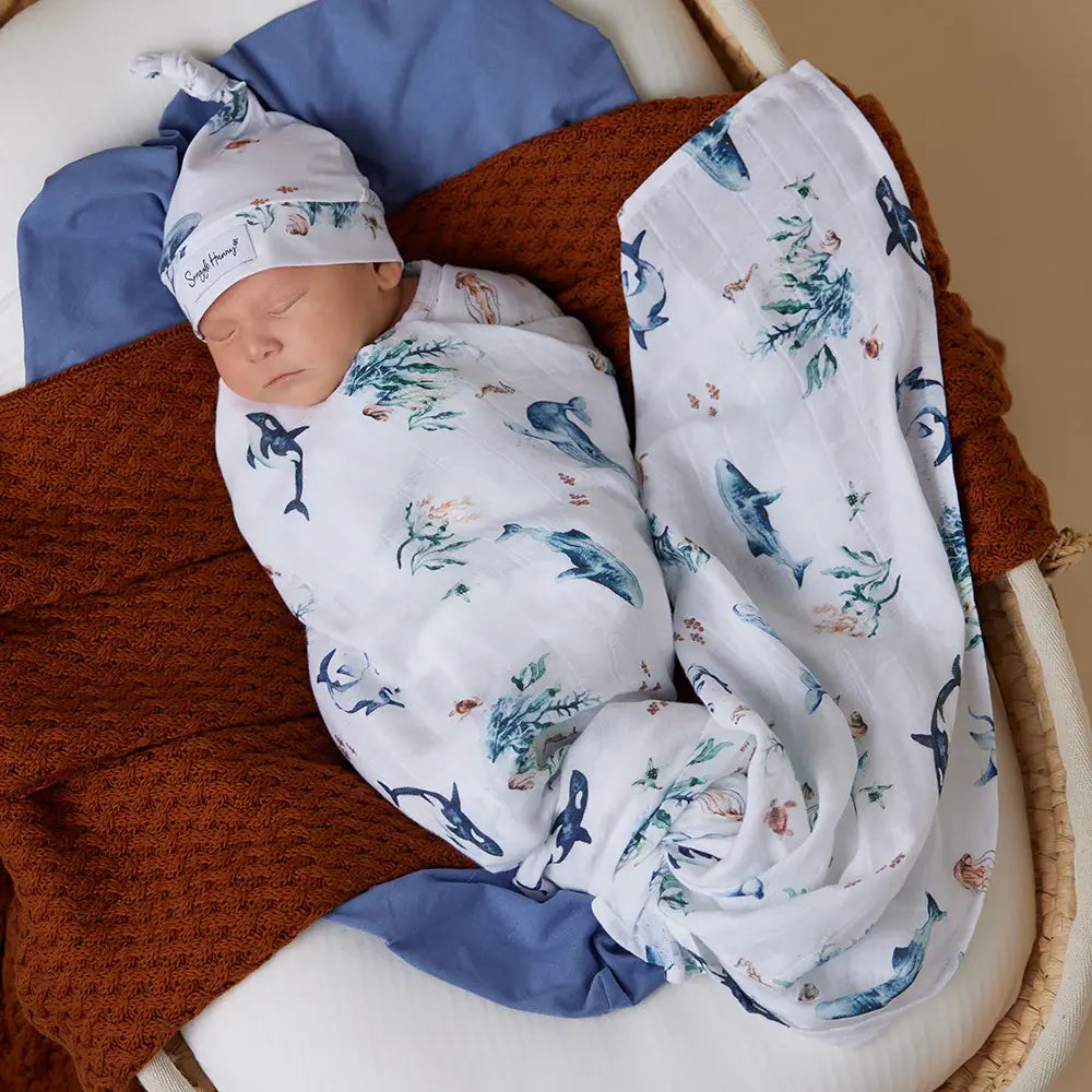 Organic Muslin Wrap Ocean
