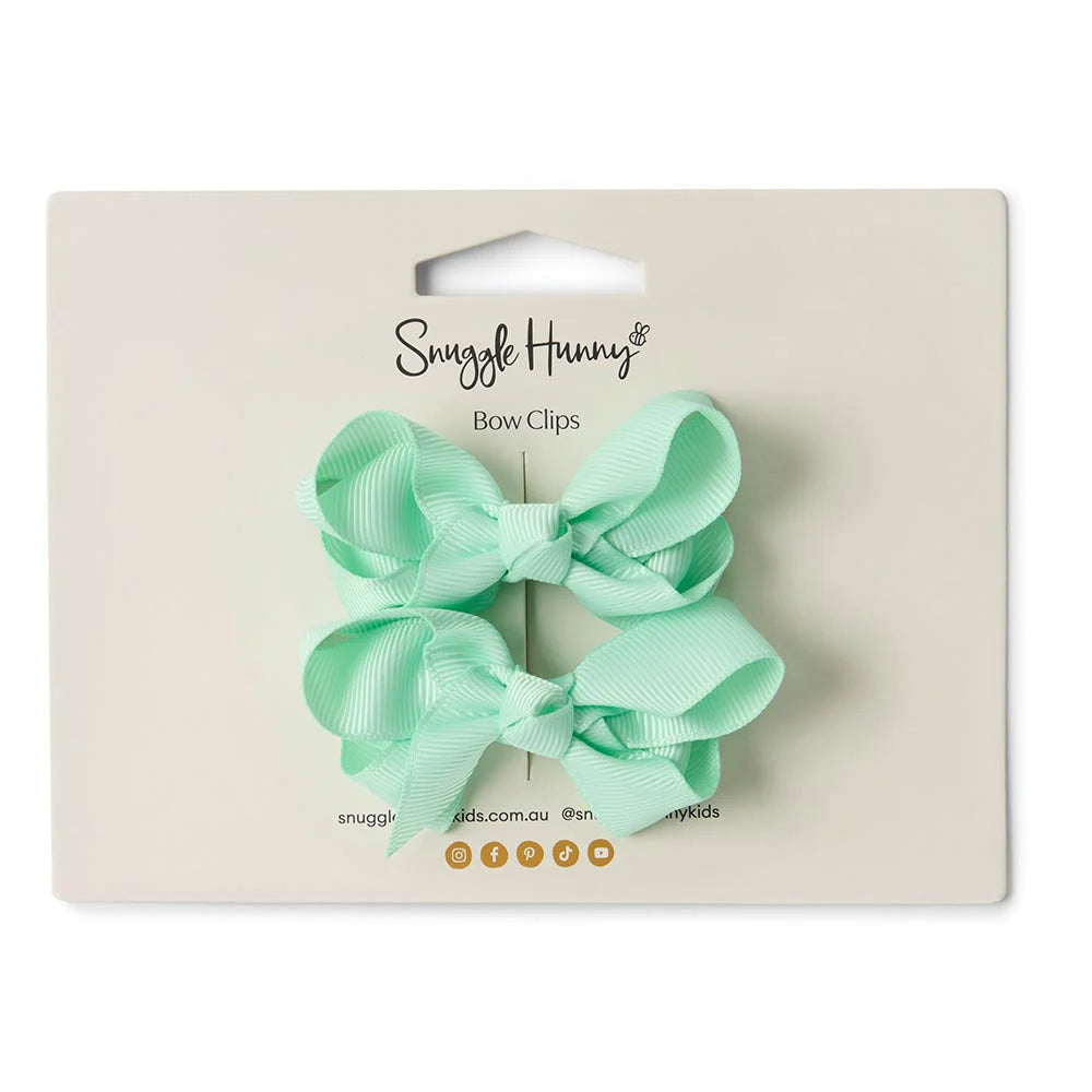 Snuggle Hunny Piggy Tail Hair Clips Pair - Baby Green