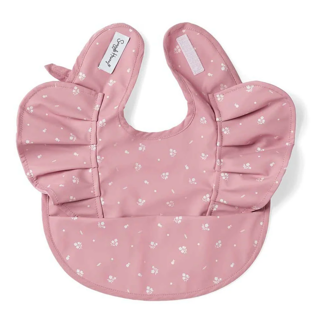 Snuggle Bib Waterproof Pink Fleur Frill