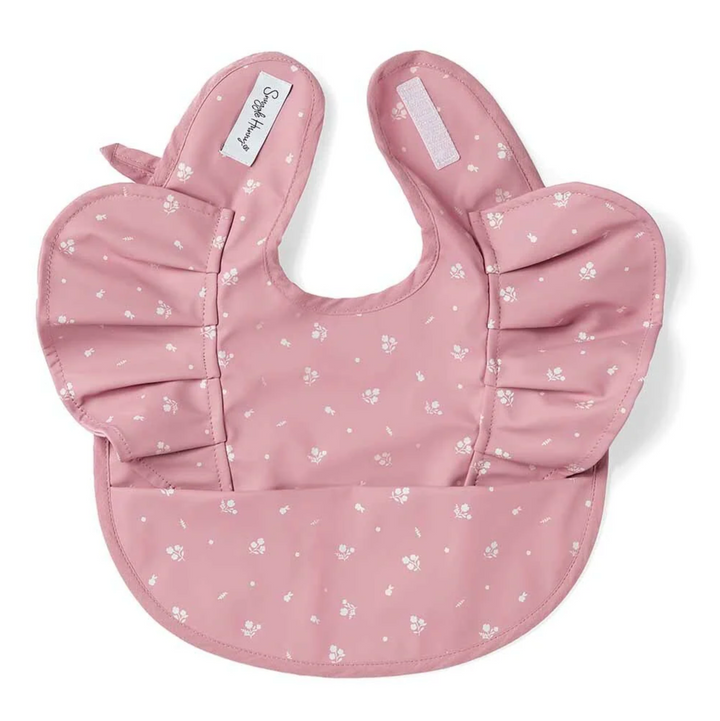 Snuggle Bib Waterproof Pink Fleur Frill