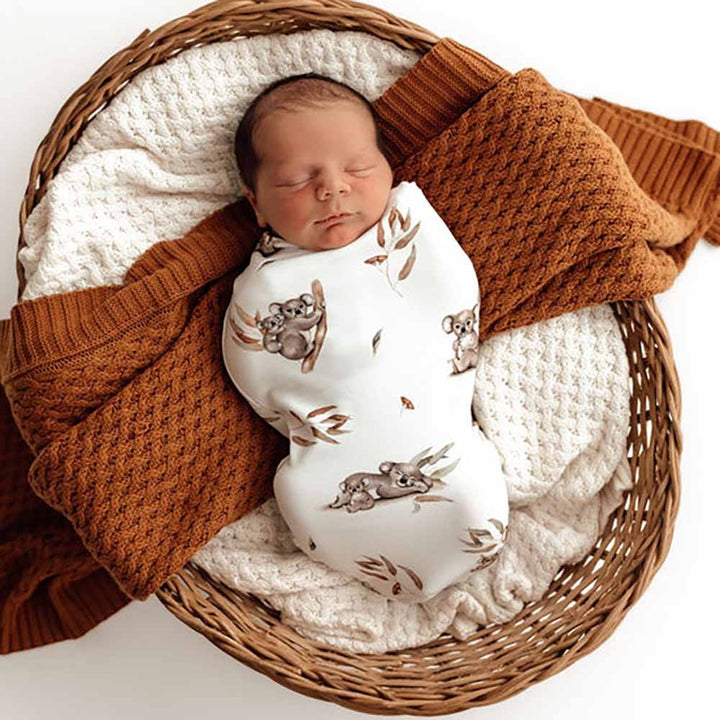 Organic Snuggle Swaddle & Beanie Set-Koala