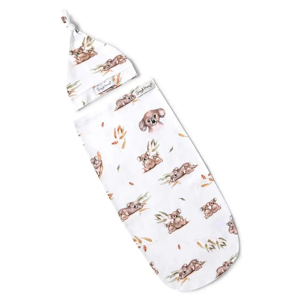 Organic Snuggle Swaddle & Beanie Set-Koala