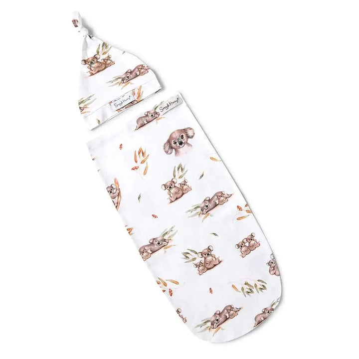 Organic Snuggle Swaddle & Beanie Set-Koala