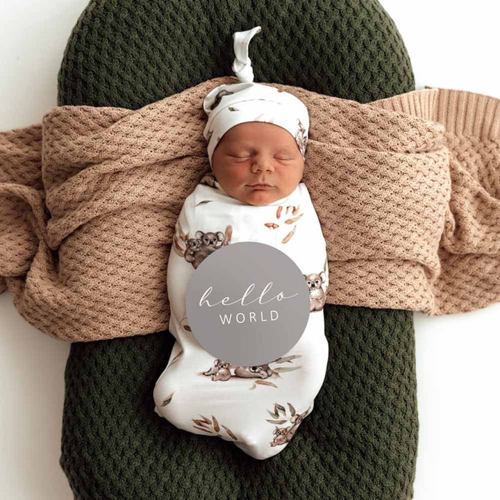 Organic Snuggle Swaddle & Beanie Set-Koala