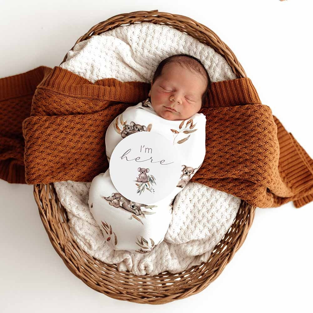 Organic Snuggle Swaddle & Beanie Set-Koala