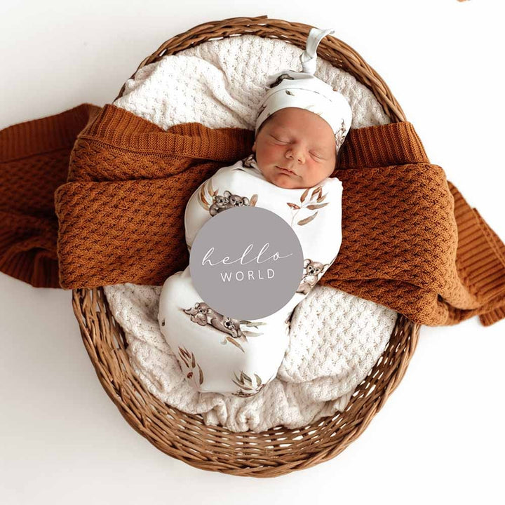 Organic Snuggle Swaddle & Beanie Set-Koala