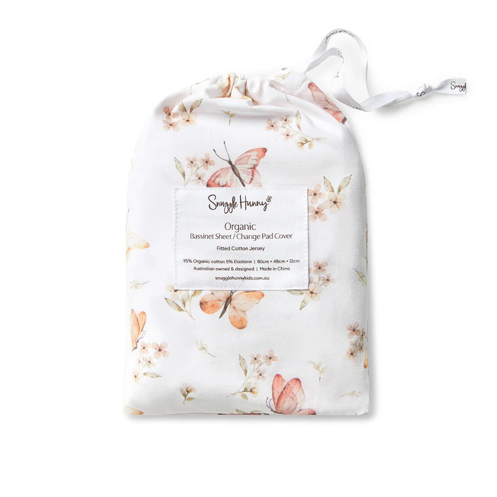 Bassinet Sheet / Change Pad Cover - Butterfly