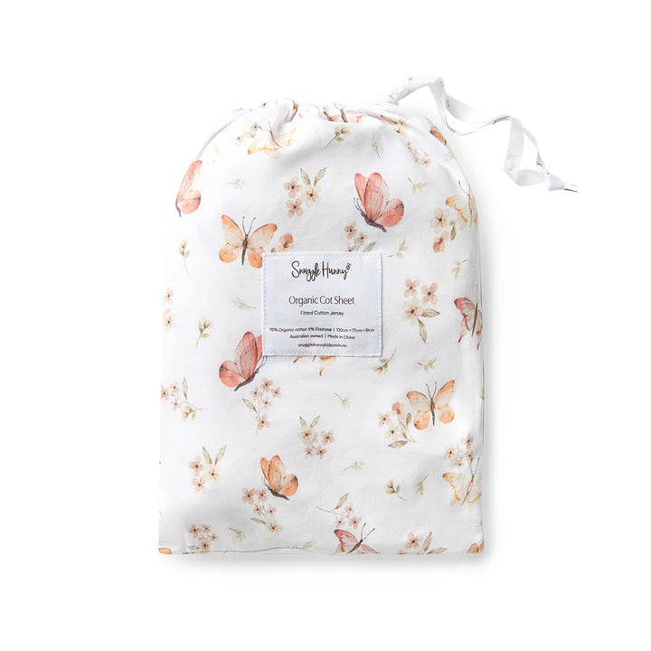 Organic Fitted Cot Sheet - Butterfly