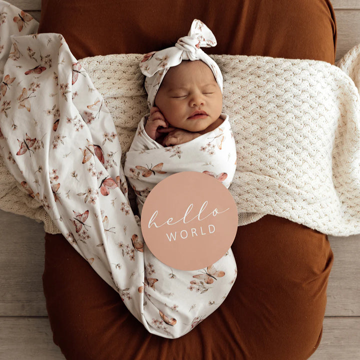 Organic Jersey Wrap & Topknot Set - Butterfly