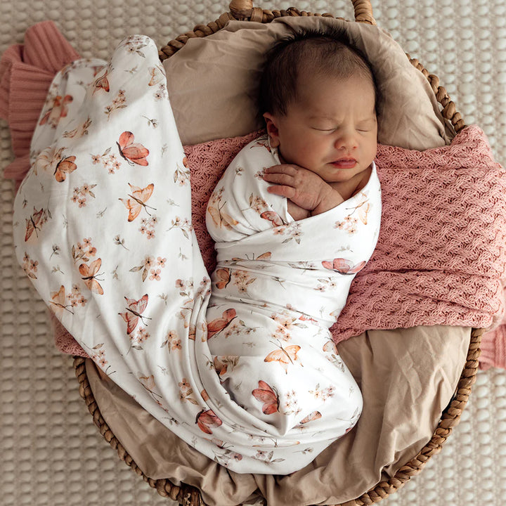Organic Jersey Wrap & Topknot Set - Butterfly
