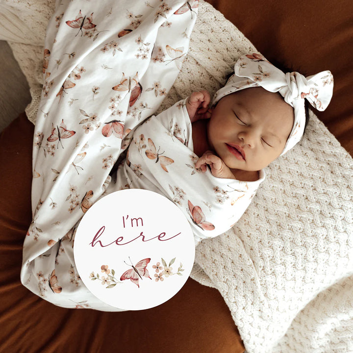 Organic Jersey Wrap & Topknot Set - Butterfly