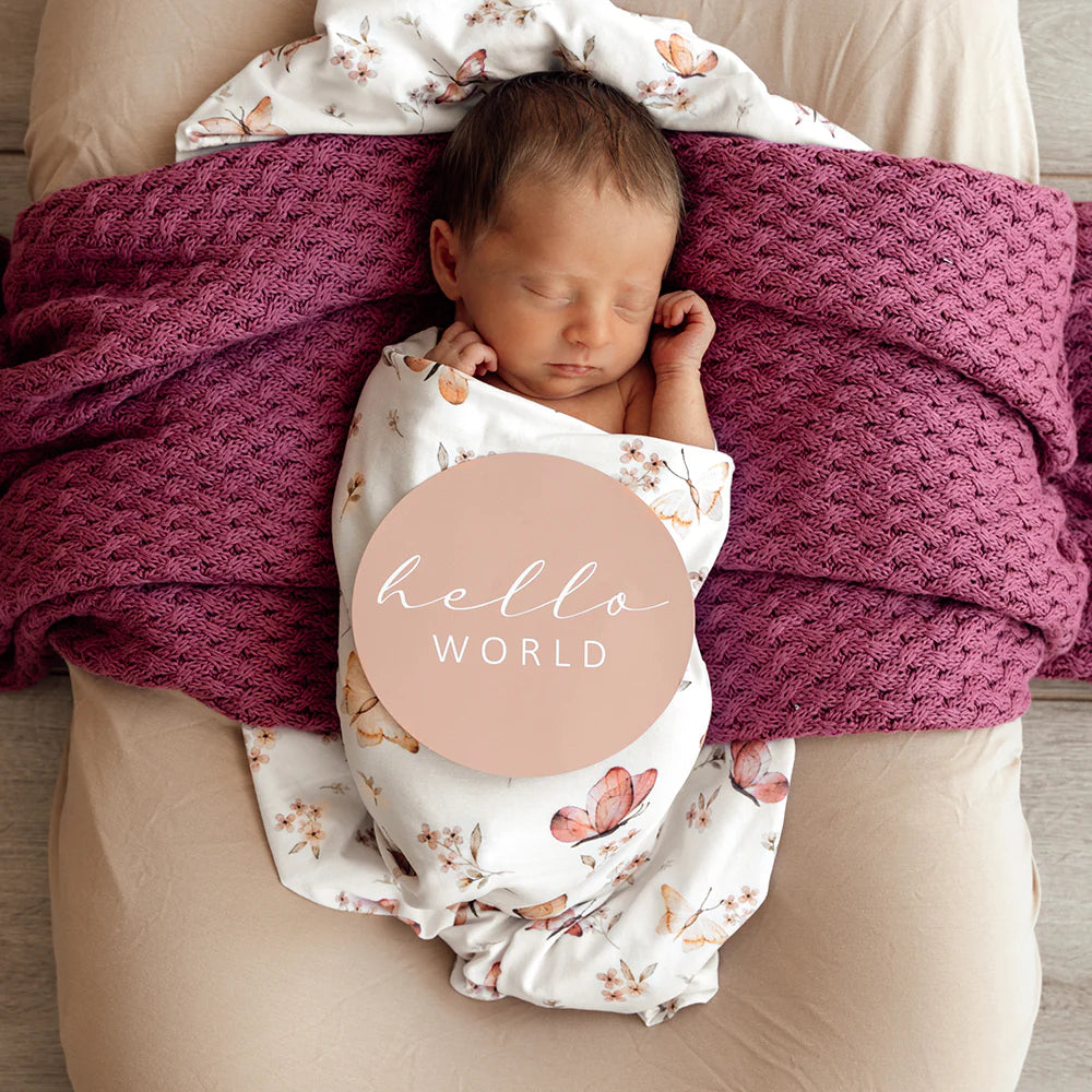 Organic Snuggle Swaddle & Topknot Set - Butterfly